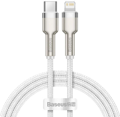 Kabel za Prijenos Podataka i Punjenje USB-C - Lightning Baseus Cafule Metal Series, 20W, 1m, Bijeli CATLJK-A02