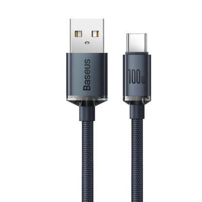 USB-A to USB-C Baseus Crystal Shine Series Data and Charging Cable, 100W, 2m, Black CAJY000501 CAJY000501 