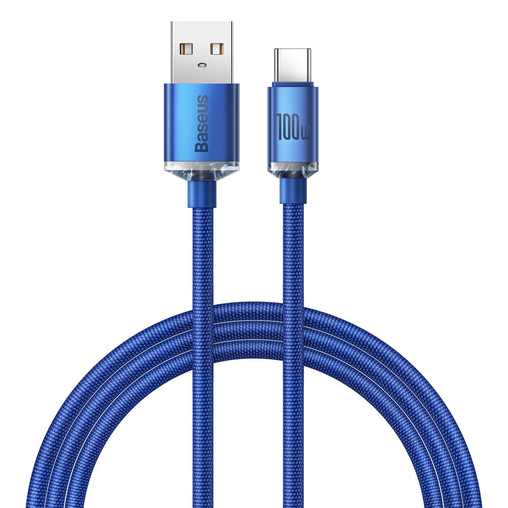 Kabel za Prijenos Podataka i Punjenje USB-A - USB-C Baseus Crystal Shine Series, 100W, 1.2m, Plavi CAJY000403