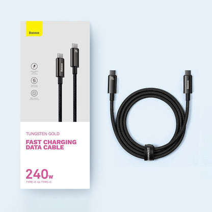 Kabel za Prijenos Podataka i Punjenje USB-C - USB-C Baseus Tungsten Gold, 240W, 3m, Crni CAWJ040201