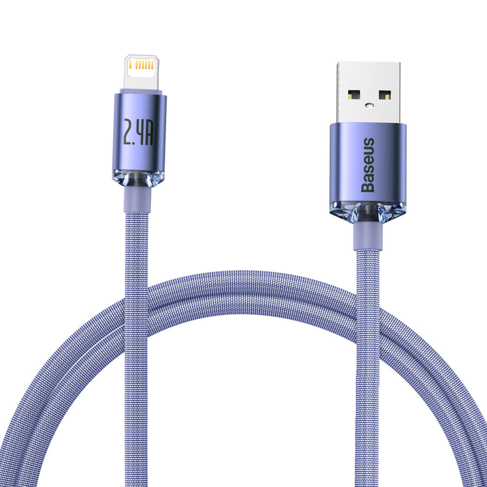 Kabel za Prijenos Podataka i Punjenje USB-A - Lightning Baseus Crystal Shine serija, 18W, 1.2m, Ljubičasti CAJY000005