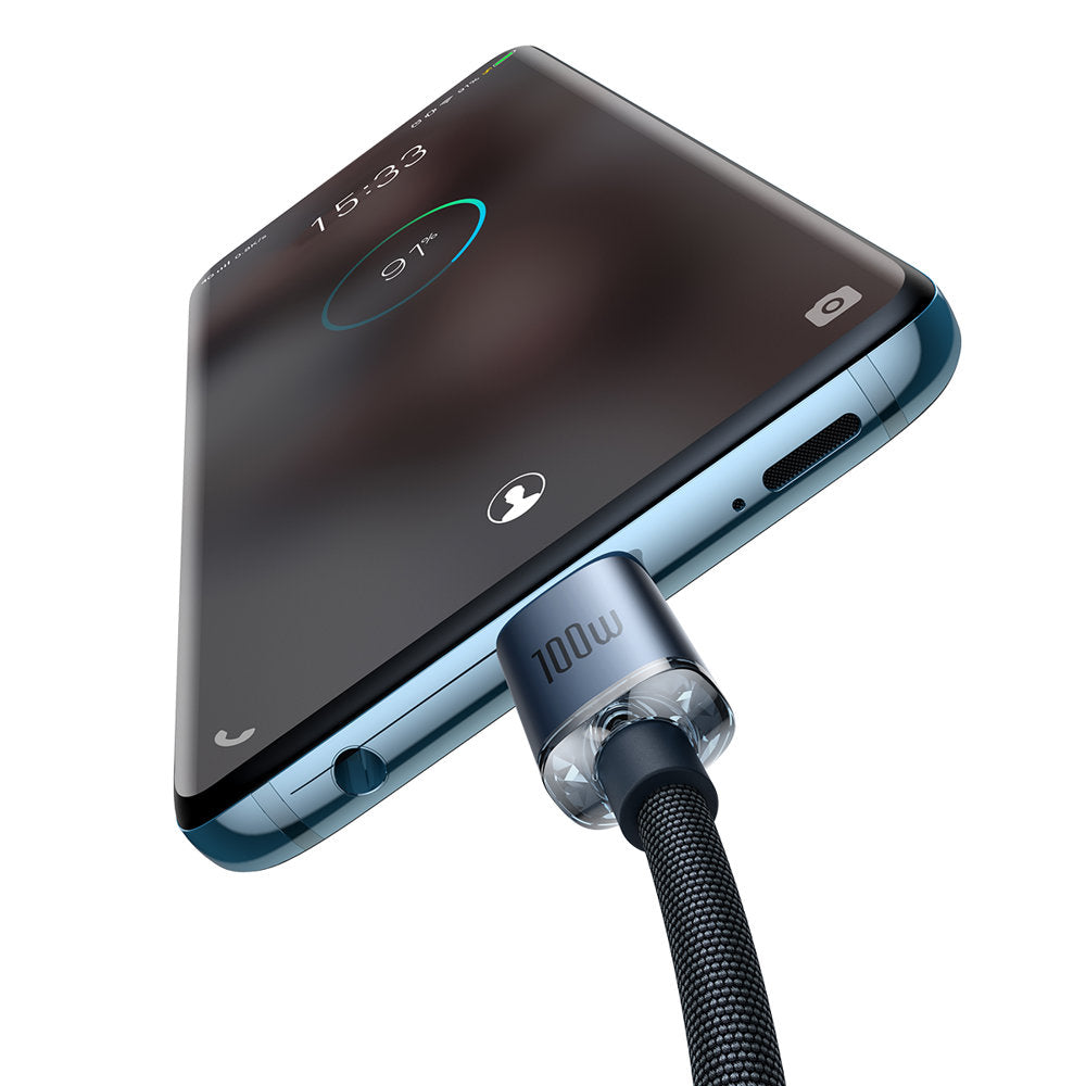 Kabel za Prijenos Podataka i Punjenje USB-C - USB-C Baseus Crystal Shine Series, 100W, 2m, Crni CAJY000701