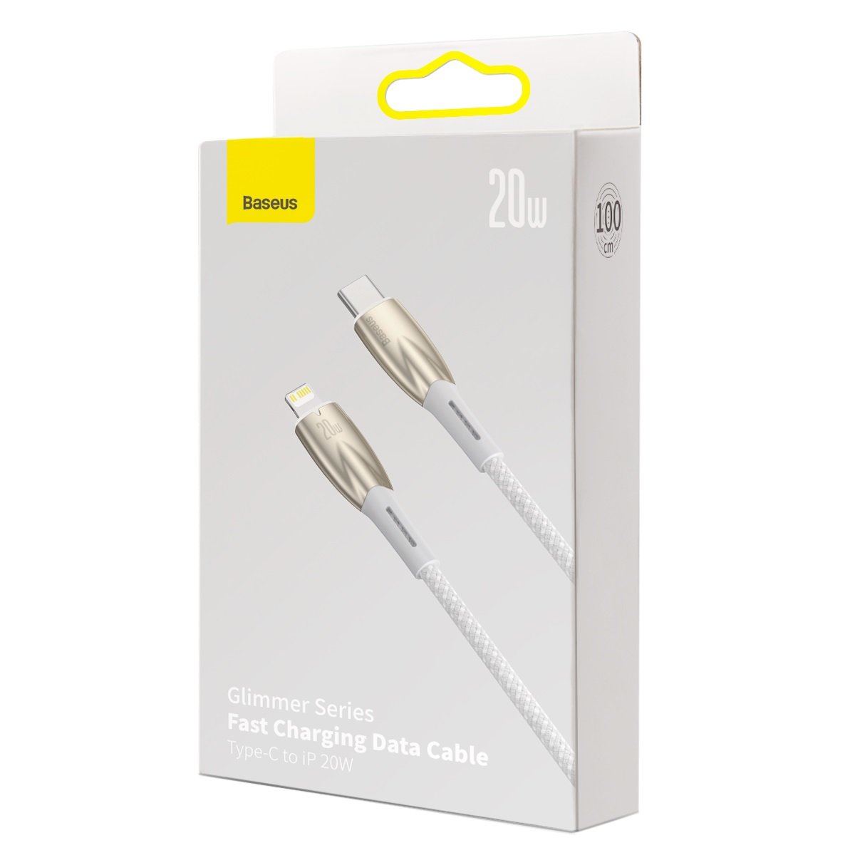 Kabel za Prijenos Podataka i Punjenje USB-C - Lightning Baseus Glimmer Series, 20W, 1m, Bijeli CADH000002