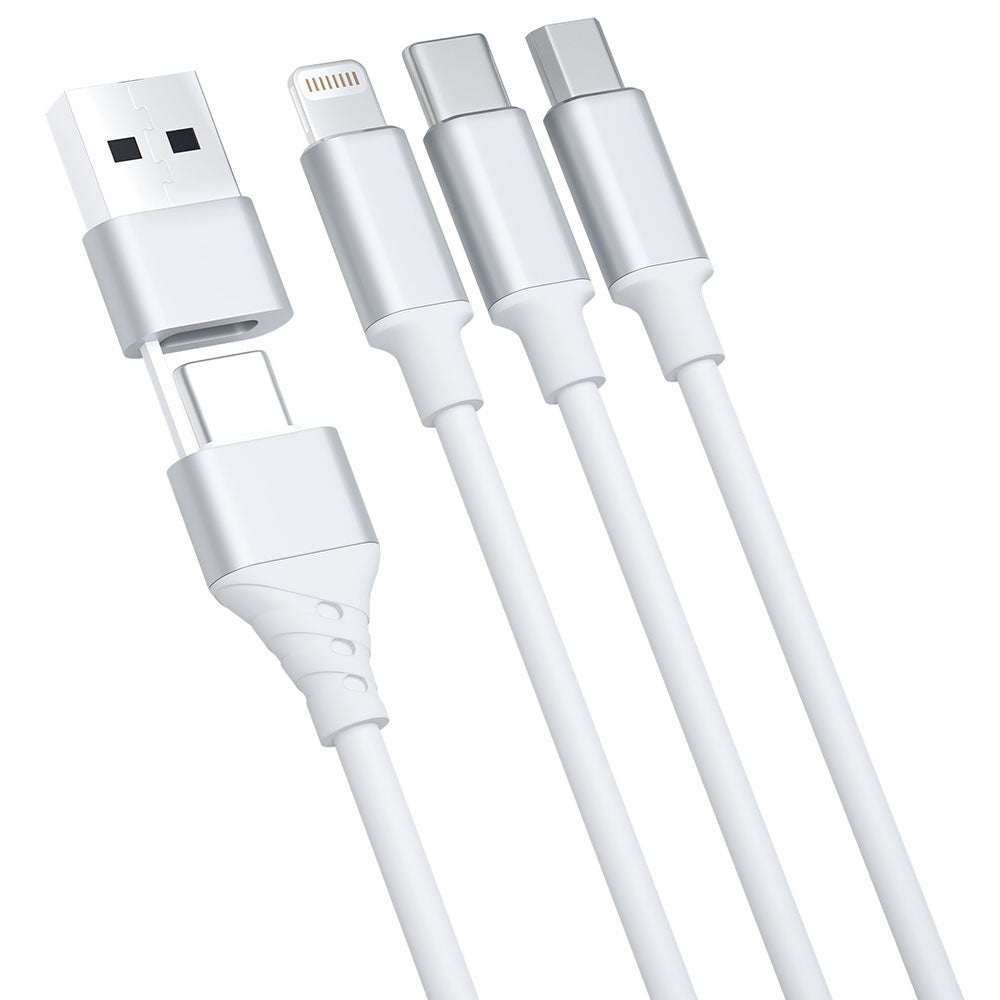 Kabel za punjenje USB-A / USB-C - Lightning / microUSB / USB-C 3MK Hyper 3in1, 12W, 1.5m, Bijeli