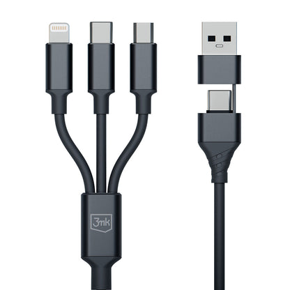 Kabel za punjenje USB-A / USB-C - Lightning / microUSB / USB-C 3MK Hyper 3in1, 12W, 1.5m, Crni