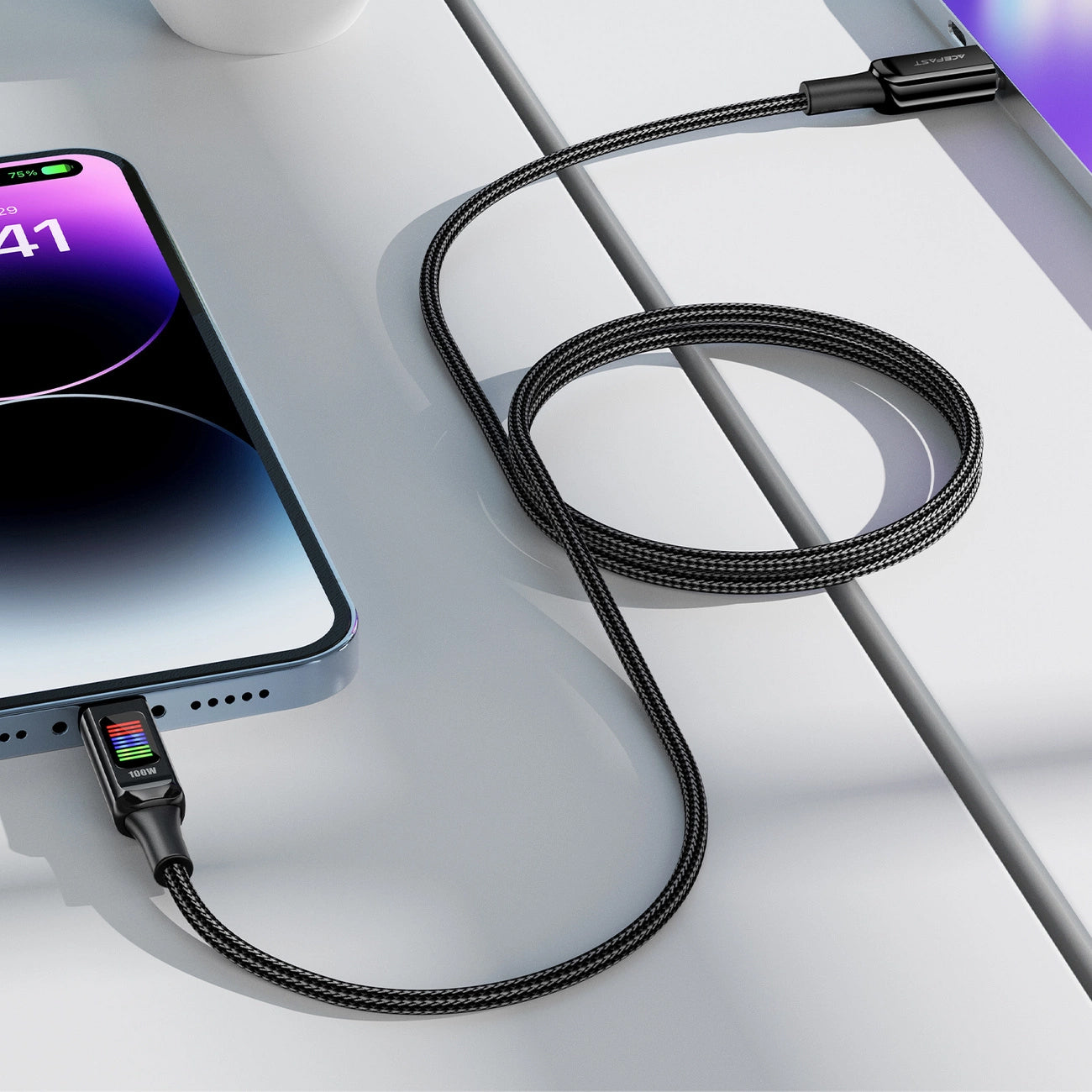 USB-C kabel za punjenje i prijenos podataka - USB-C Acefast C7-03, 100W, 1.2m, Crni