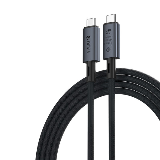 USB-C - USB-C DEVIA EC641 kabel za prijenos podataka i punjenje, 240W, 1m, Crna