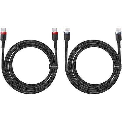 Kabel za Prijenos Podataka i Punjenje USB-C - USB-C Baseus Cafule, 100W, 2m, Crveni, Set od 2 komada