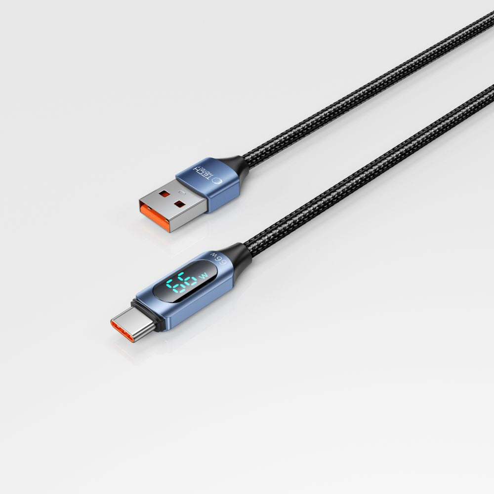 Kabel za Prijenos Podataka i Punjenje USB-A - USB-C Tech-Protect Ultraboost LED, 66W, 1m, Plavi