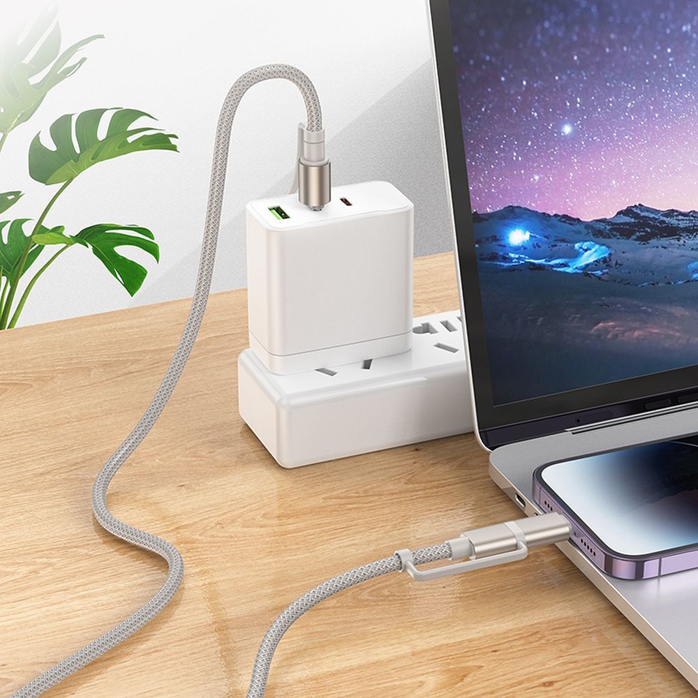 Kabel za podatke i punjenje USB-C / Lightning - USB-C / Led HOCO U138, 60W, 1.2m, Sivi