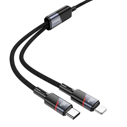 Kabel za podatke i punjenje USB-C - Lightning / USB-C HOCO U139 2u1, 100W, 1.2m, Crni