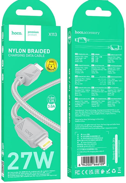 Kabel za podatke i punjenje USB-C - Lightning HOCO X113, 27W, 1m, Sivi