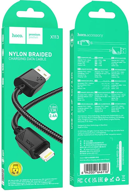 Kabel za podatke i punjenje USB-A - Lightning HOCO X113, 18W, 1m, Crni