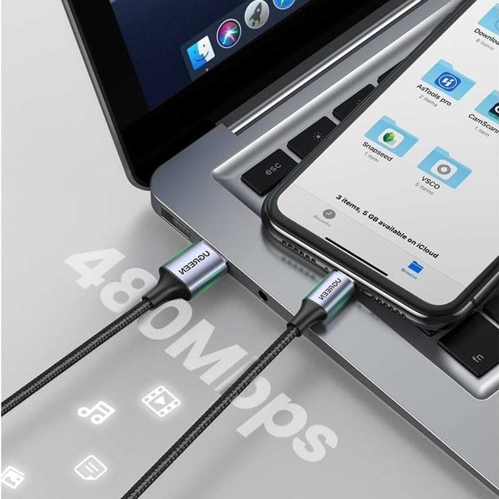 USB-A - Lightning kabel za prijenos podataka i punjenje UGREEN US199, 18W, 1m, sivi