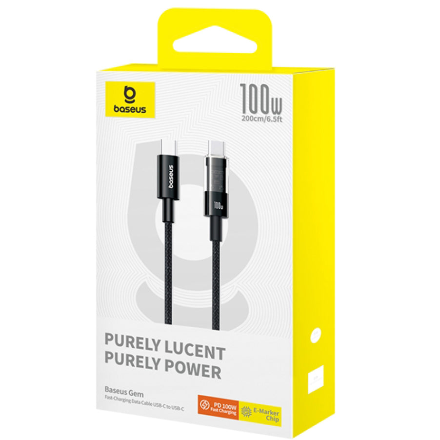 Kabel za prijenos podataka i punjenje USB-C - USB-C Baseus Gem, 100W, 2m, Crni P10373000111-01