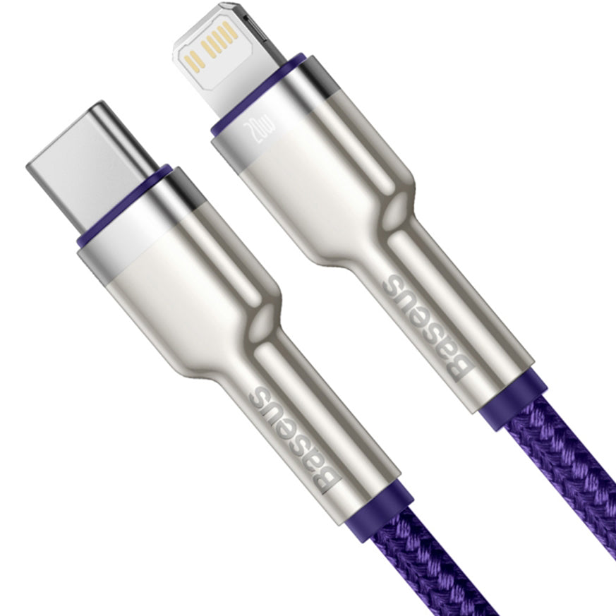 Kabel za podatke i punjenje USB-C - Lightning Baseus Cafule Metal Series, 20W, 2m, Ljubičasti CATLJK-B05