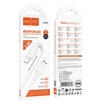 Kabel za podatke i punjenje USB-A - microUSB HOCO X120, 18W, 1m, Bijeli