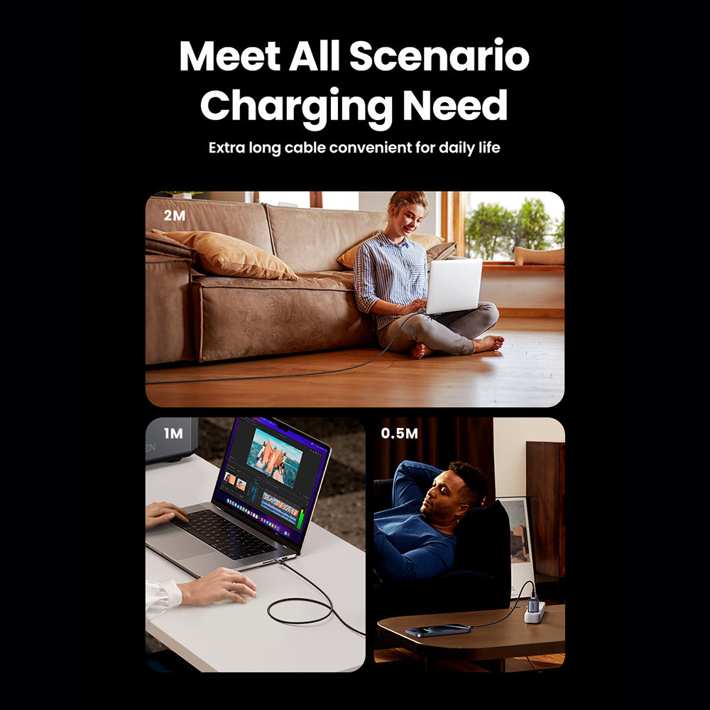 Kabel za prijenos podataka i punjenje USB-C - USB-C UGREEN L513, 240W, 2m, Crni