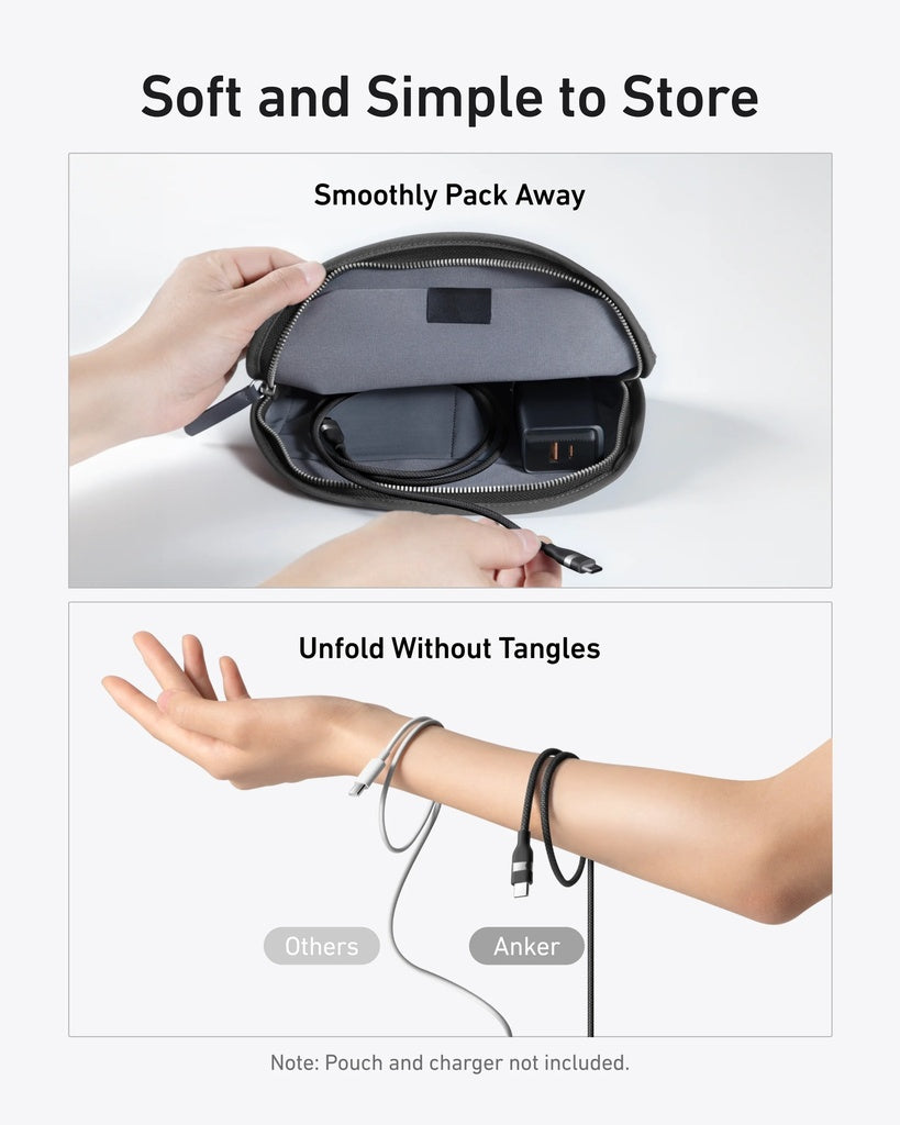 Kabel za prijenos podataka i punjenje USB-C - USB-C Anker, 240W, 0.9m, Crni A82E2H11