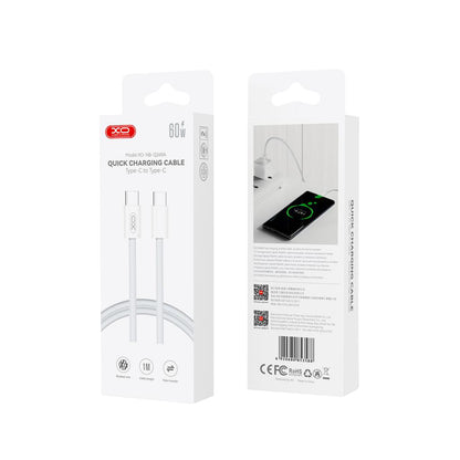 Kabel za podatke i punjenje USB-C - USB-C XO Design NB-Q260B, 60W, 1.5m, Bijeli