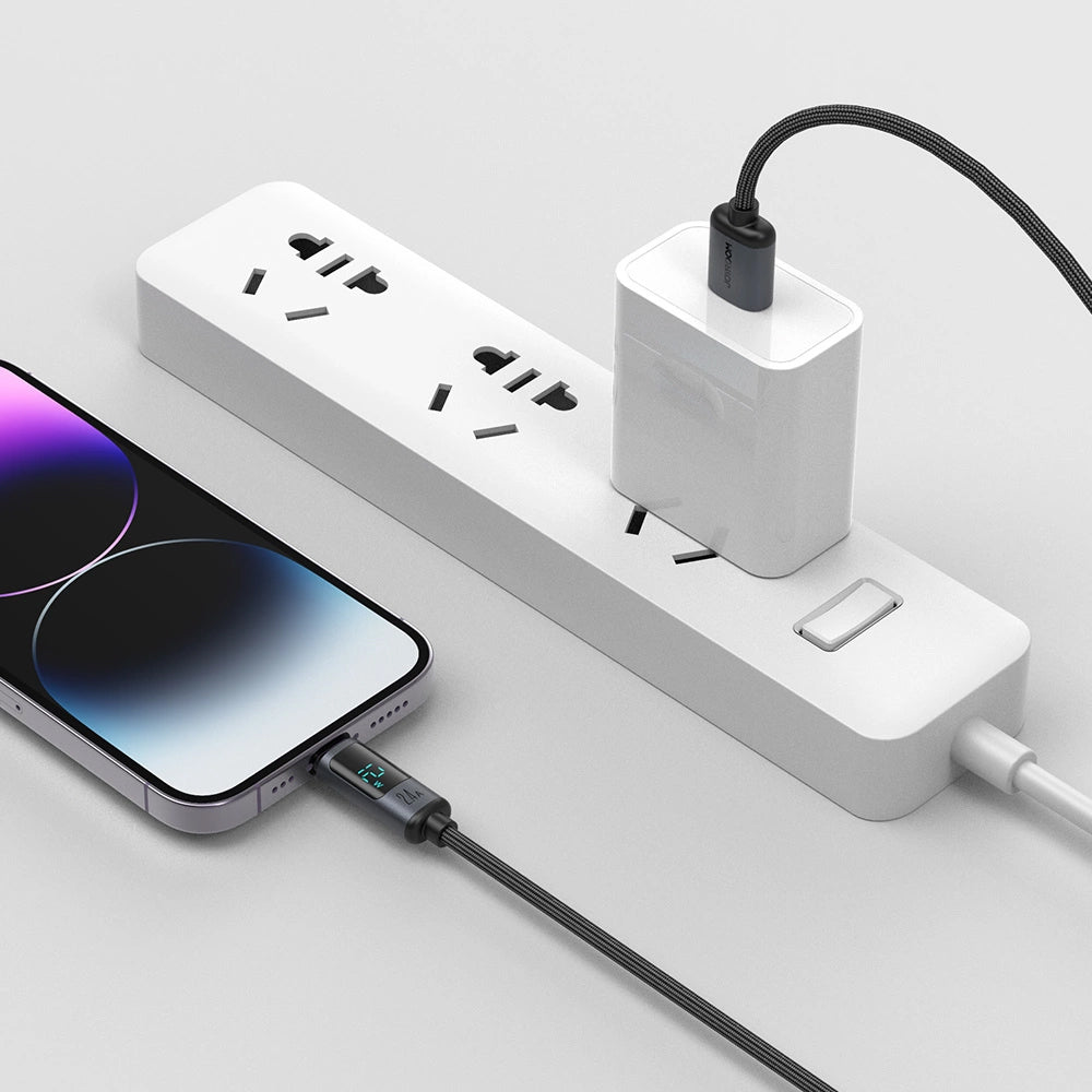 Kabel za prijenos podataka i punjenje USB-A - Lightning Joyroom S-A16 Prism Display, 12W, 1.2m, Crni
