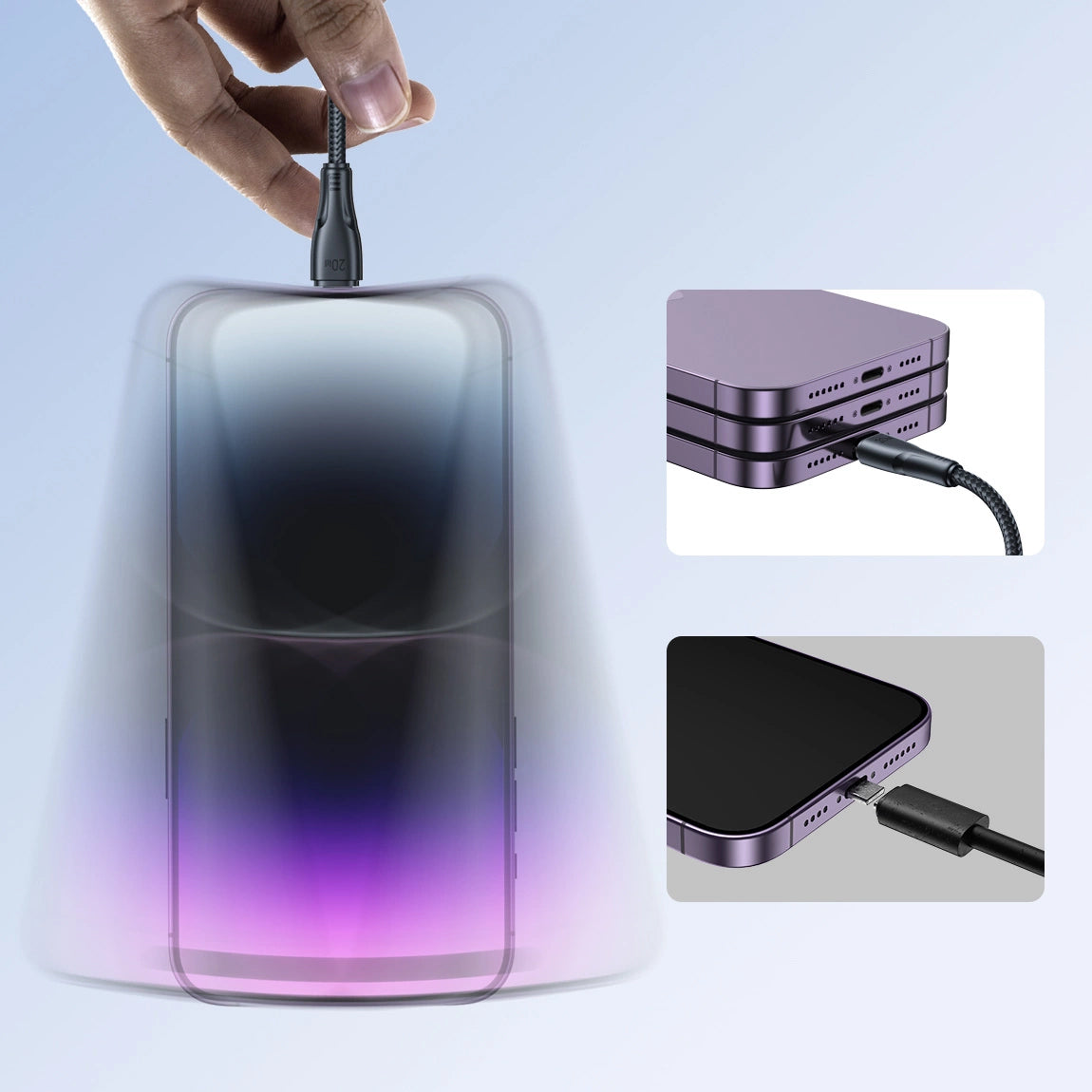 Kabel za prijenos podataka i punjenje USB-C - Lightning Joyroom S-A11, 20W, 0.25m, Crni