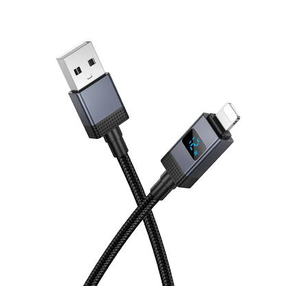 Kabel za prijenos podataka i punjenje USB-A - Lightning HOCO X118 Display, 12W, 1m, Crni