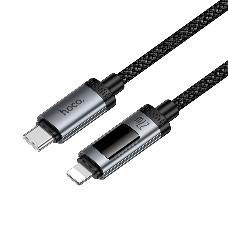 Kabel za prijenos podataka i punjenje USB-C - Lightning HOCO Display U148, 27W, 1.2m, Crni