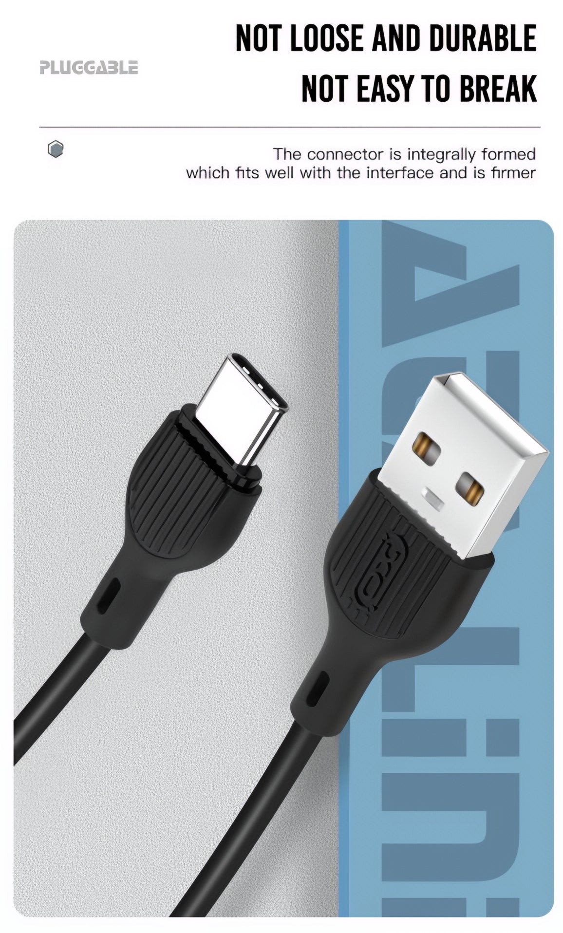 Kabel za podatke i punjenje USB-A - USB-C XO Design NB200, 10W, 1m, Crni