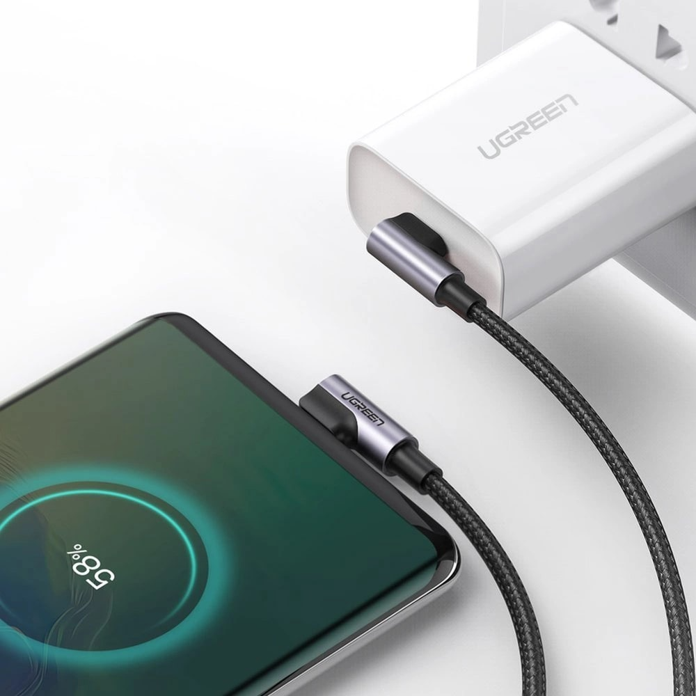 Kabel za podatke i punjenje USB-C - USB-C UGREEN US323 Angled, 60W, 2m, Crni
