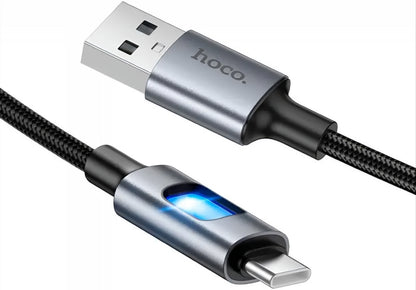 Kabel za podatke i punjenje USB-A - USB-C HOCO U144 Led, 18W, 1.2m, Crni