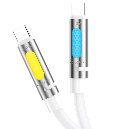 USB-C - USB-C kabel za prijenos podataka i punjenje BWOO X325C-C Led, 240W, 1.2m, Bijeli