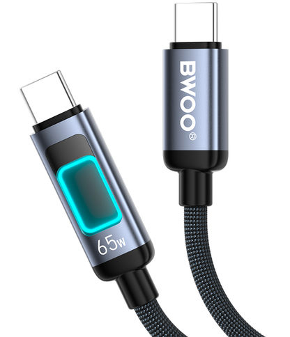 USB-C - USB-C kabel za prijenos podataka i punjenje BWOO X324CC Display, 65W, 1m, Crna