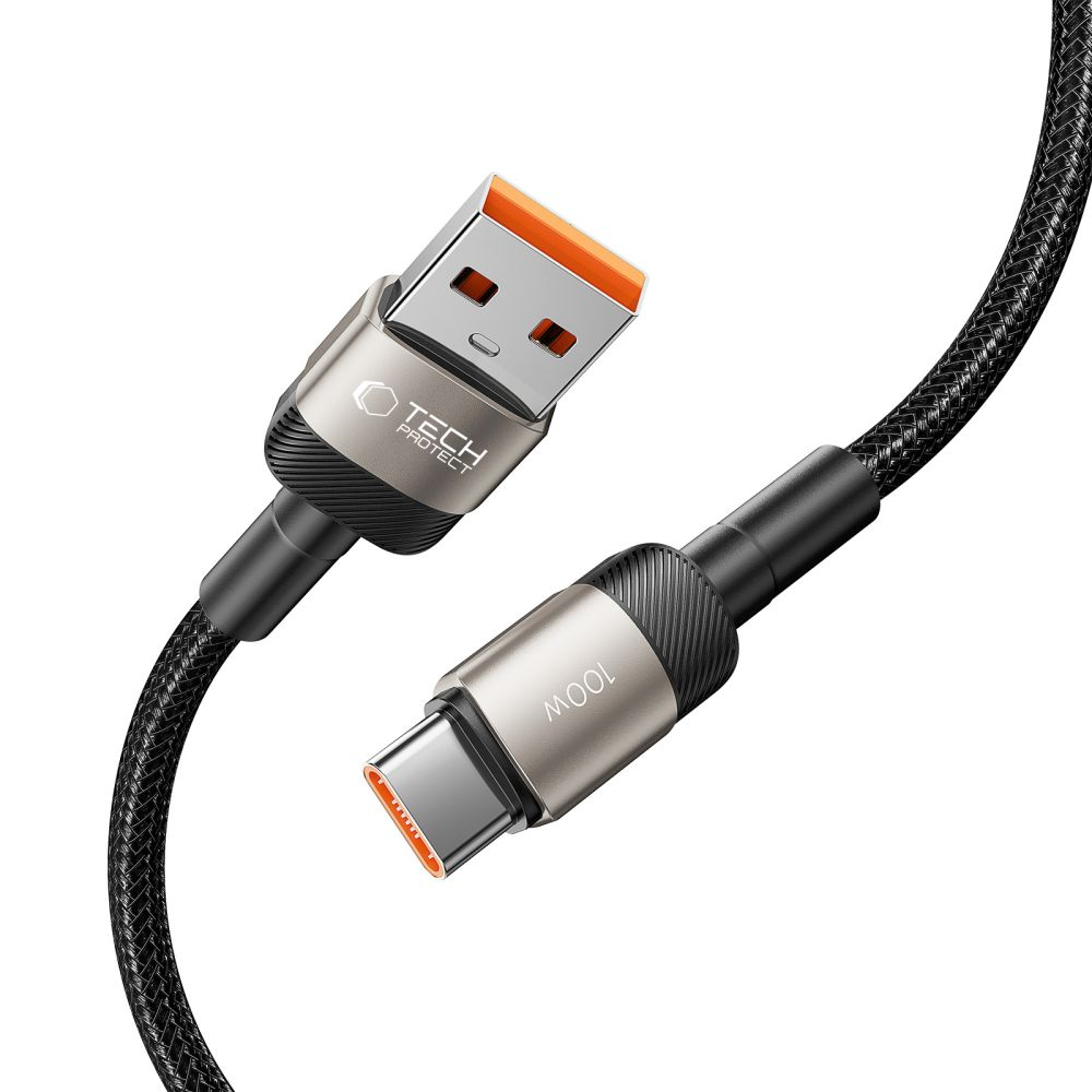 USB-A - USB-C kabel za prijenos podataka i punjenje Tech-Protect Ultraboost EVO, 100W, 1m, Srebrni