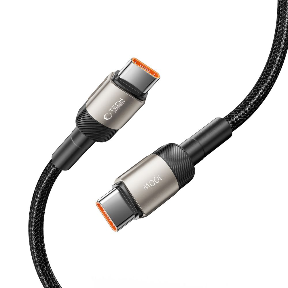 USB-C - USB-C kabel za prijenos podataka i punjenje Tech-Protect Ultraboost EVO, 100W, 1m, Srebrni