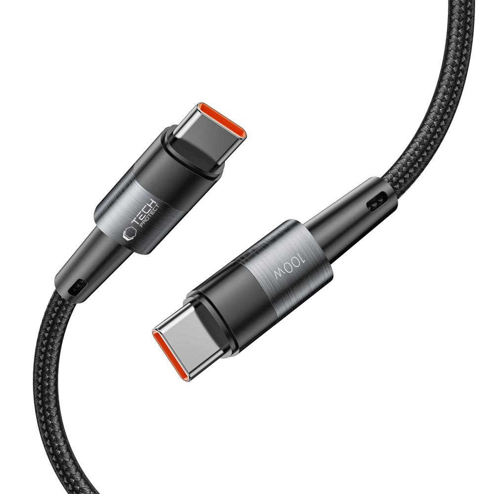 USB-C - USB-C kabel za prijenos podataka i punjenje Tech-Protect Ultraboost, 100W, 0.25m, Siva