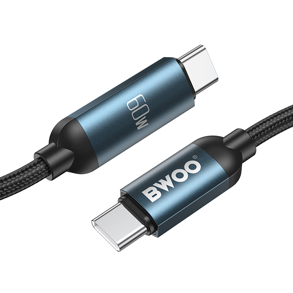 USB-C kabel za prijenos podataka i punjenje - USB-C BWOO BO-X304 Led, 60W, 1m, Crna