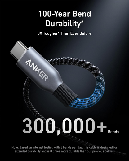 Anker Prime USB-C na USB-C kabel za prijenos podataka i punjenje, 240 W, 0,9 m, crni A88E2011