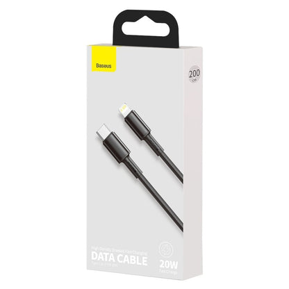 USB-C kabel za prijenos podataka i punjenje - Lightning Baseus High Density Braided, 20W, 2m, Crni CATLGD-A01