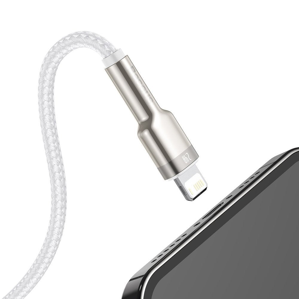 Kabel za Prijenos Podataka i Punjenje USB-A - Lightning Baseus Cafule Metal Series, 18W, 1m, Bijeli CALJK-A02