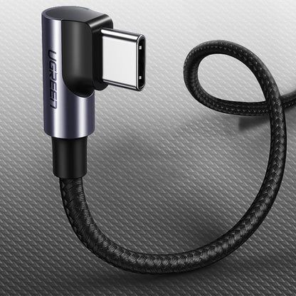 Kabel za Prijenos Podataka i Punjenje USB-C - USB-C UGREEN US255 Angled, 60W, 1m, Sivi