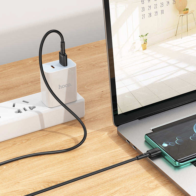 Kabel za prijenos podataka i punjenje USB-A - USB-C HOCO X83 Victory, 20W, 1m, Crni
