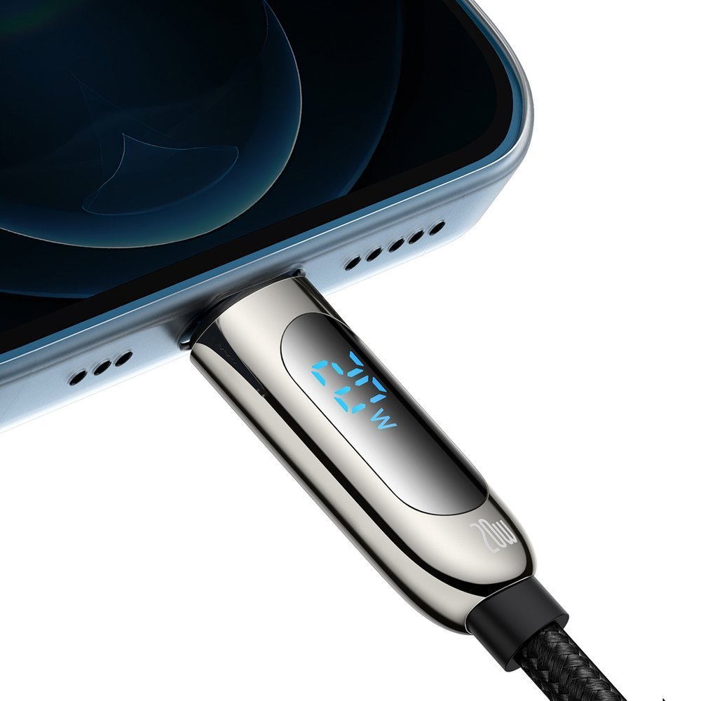 Kabel za Prijenos Podataka i Punjenje USB-C - Lightning Baseus Display Fast Charging, 20W, 2m, Crni CATLSK-A01