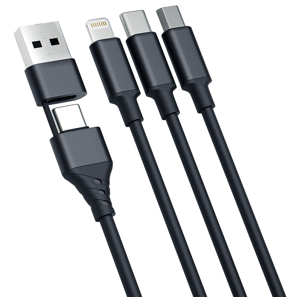 Kabel za punjenje USB-A / USB-C - Lightning / microUSB / USB-C 3MK Hyper 3in1, 12W, 1.5m, Crni