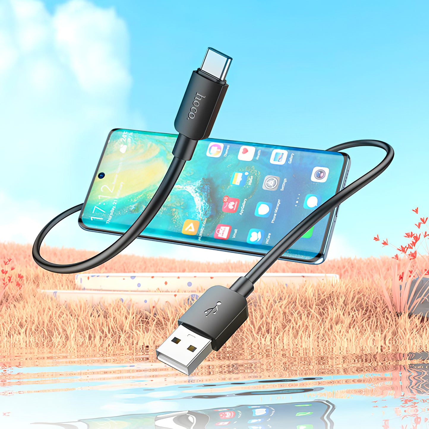 Kabel za prijenos podataka i punjenje USB-A - USB-C HOCO X96, 27W, 0.25m, Crni