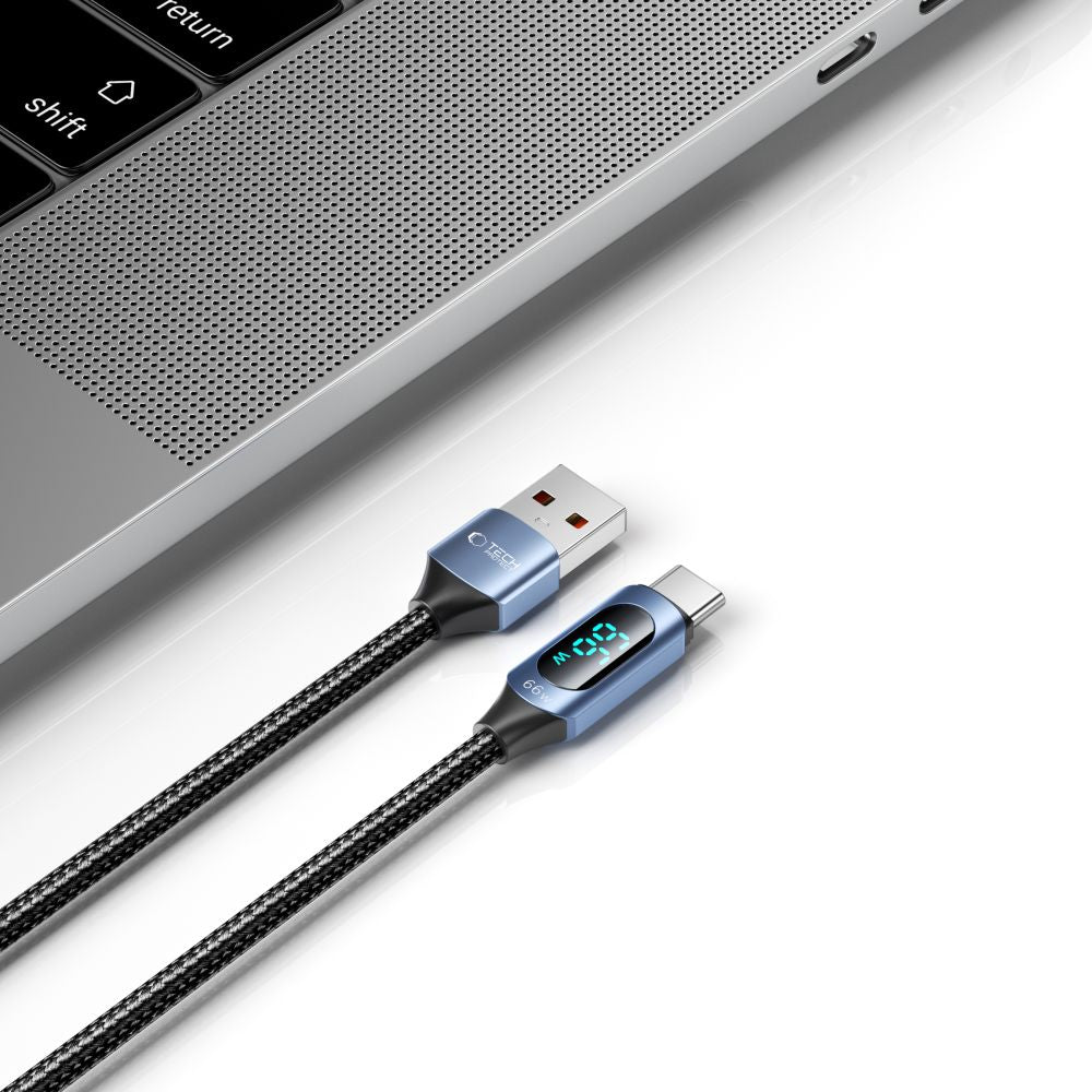 Kabel za Prijenos Podataka i Punjenje USB-A - USB-C Tech-Protect Ultraboost LED, 66W, 1m, Plavi
