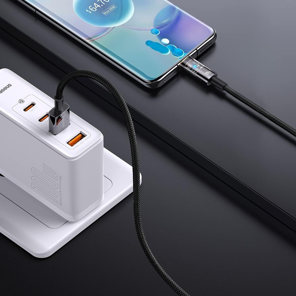 Kabel za Prijenos Podataka i Punjenje USB-A - USB-C Baseus Explorer, 100W, 1m, Crni CATS000201