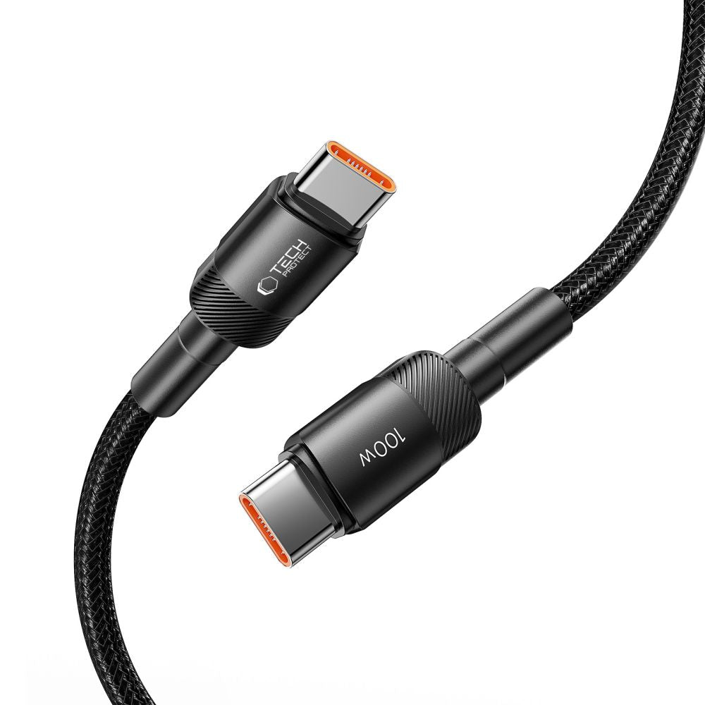 Kabel za Prijenos Podataka i Punjenje USB-C - USB-C Tech-Protect Ultraboost EVO, 100W, 0.25m, Crni
