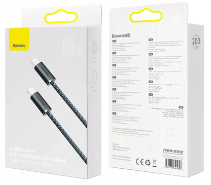 Kabel za Prijenos Podataka i Punjenje USB-C - USB-C Baseus Dynamic Series, 100W, 2m, Sivi CALD000316