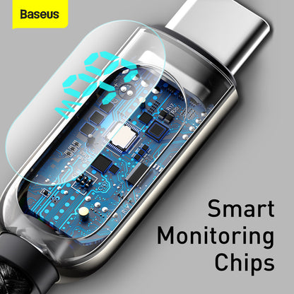 Kabel za Prijenos Podataka i Punjenje USB-A - USB-C Baseus Display, 66W, 2m, Crni CASX020101